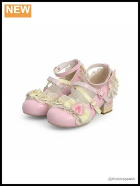 Lolita Mary Jane Chunky Mid Heel Cosplay Party PU Leather